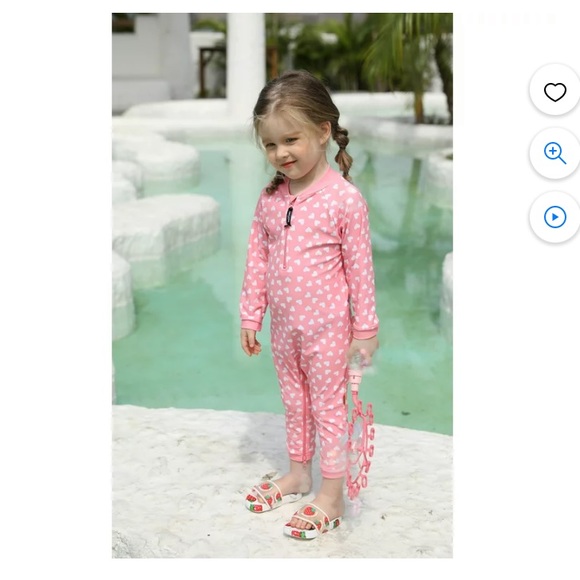 Pink Heart Sun Protection One Piece Rash Guard - Picture 2 of 5